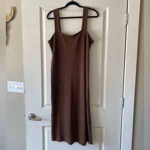 Old Navy brown ribbed midi dress